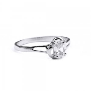 Inel argint 925 rodiat cu zirconiu oval [1]